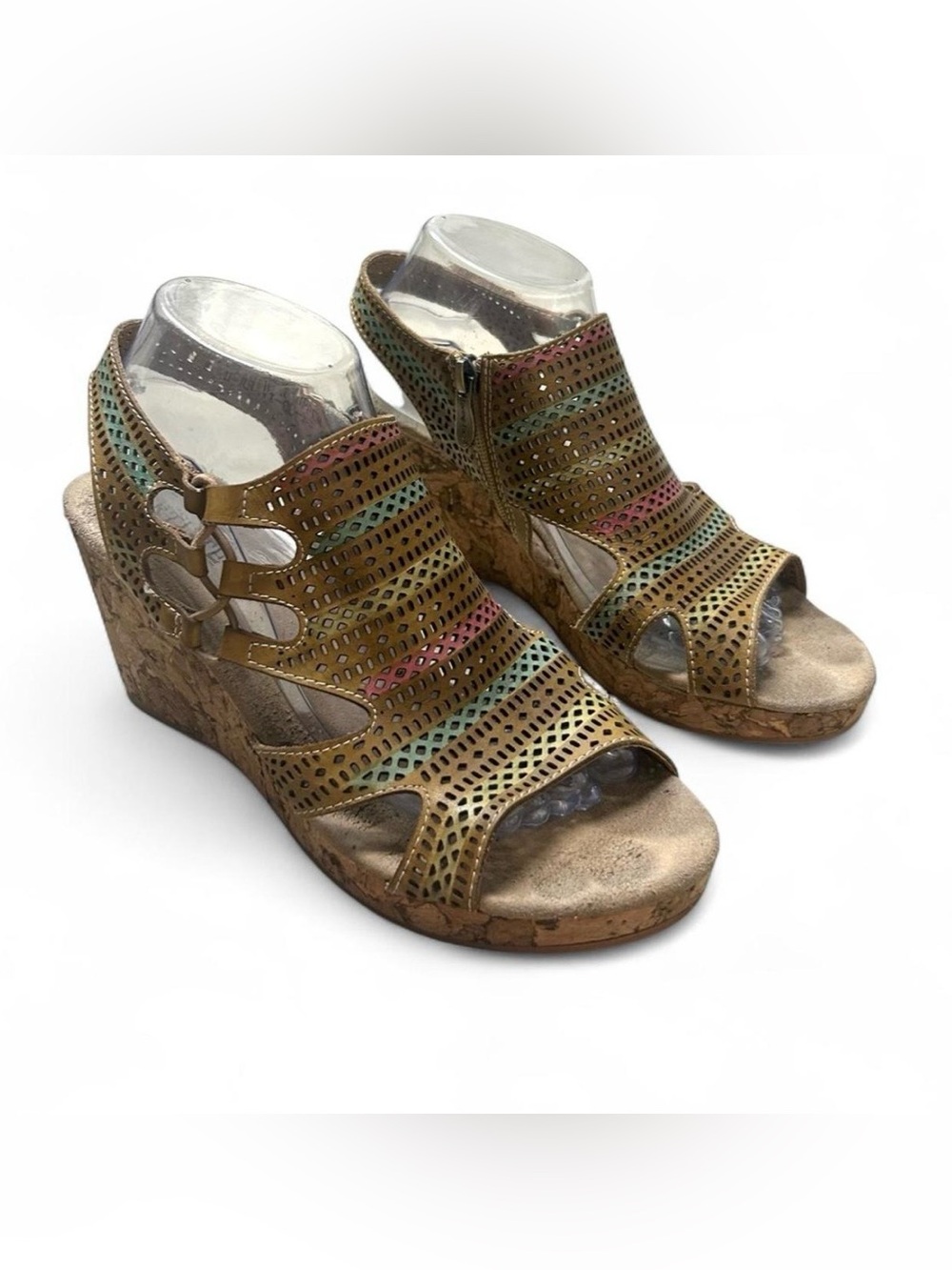 L’artiste Spring Step Sandals Women 9.5 EU 41 Cork Wedge Colorful Artsy Boho